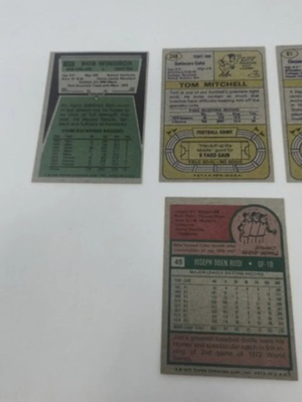 ​1975 Topps Vintage Card Lot (8) - Baseball & Football - Rudi, Fischer, Ferguson